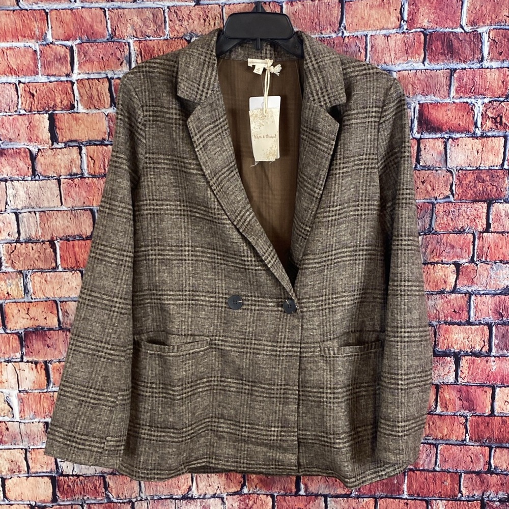 Hem & Thread Plaid Double Breast Blazer